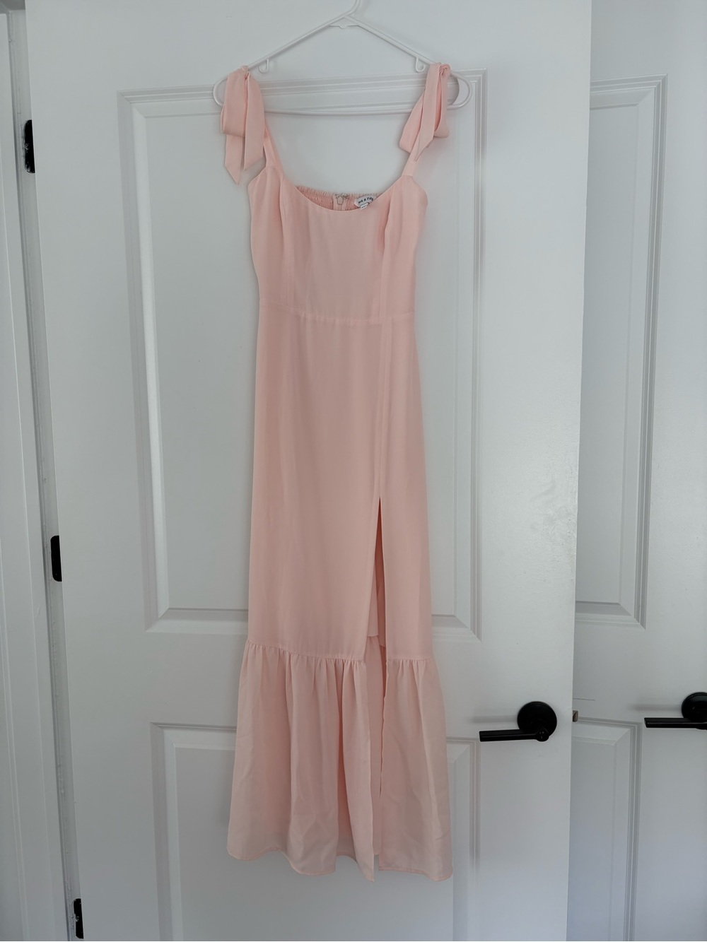 Park & Fifth Adelaide Maxi Dress in Blush Pink with Tie Straps